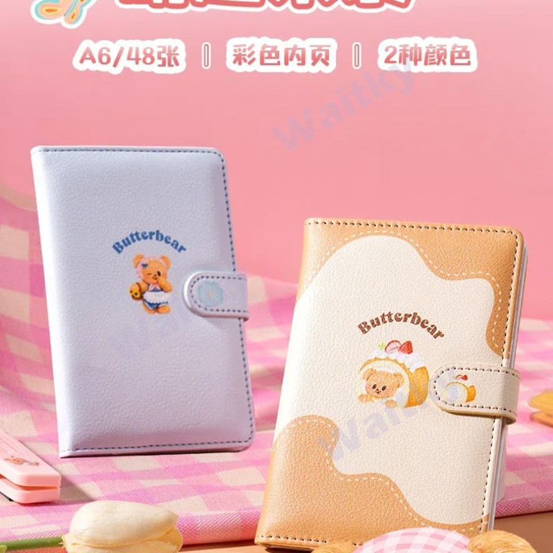 Waitky Deli HY243 Butter Bear Passport ปกแข็งการ์ตูน Multi-function ID Card Passport Storage Book A6 Notepad