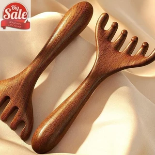 AF ไม้จันทน์สีทองธรรมชาติห้ากรงเล็บนวดหนังศีรษะ Gua Sha เครื่องมือ Back Scratcher สปามือถือ Meridian หวีนวด Hair Care A