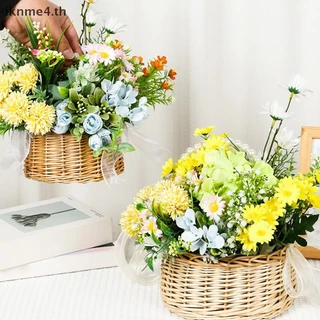 [ikn] Willow หวายสีเหลืองตะกร้าจัดดอกไม้ตะกร้าสานแข็งแรงขนาดเล็กตะกร้าหวายแฮนด์เมด [TH]
