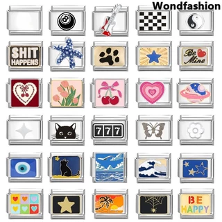 Hot Love Letter Star Italian Charm สร้อยข้อมือ Fit 9 มม.สร้อยข้อมือสแตนเลส DIY เครื่องประดับทําอุปกรณ์เสริม Retro บุคลิกภาพโมดูลสร้อยข้อมืออุปกรณ์เสริม