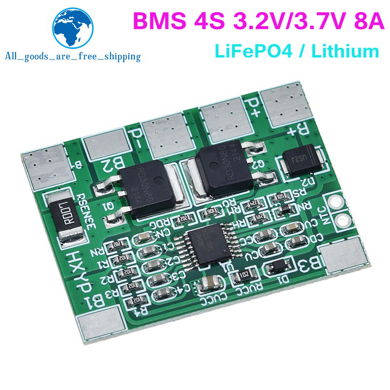 BMS 4S 3.2V 3.7V 8A LiFePO4 / แบตเตอรี่ลิเธียมชาร์จป้องกัน 12.8V 14.4V 18650 32650 แบตเตอรี่แพ็ค 20A