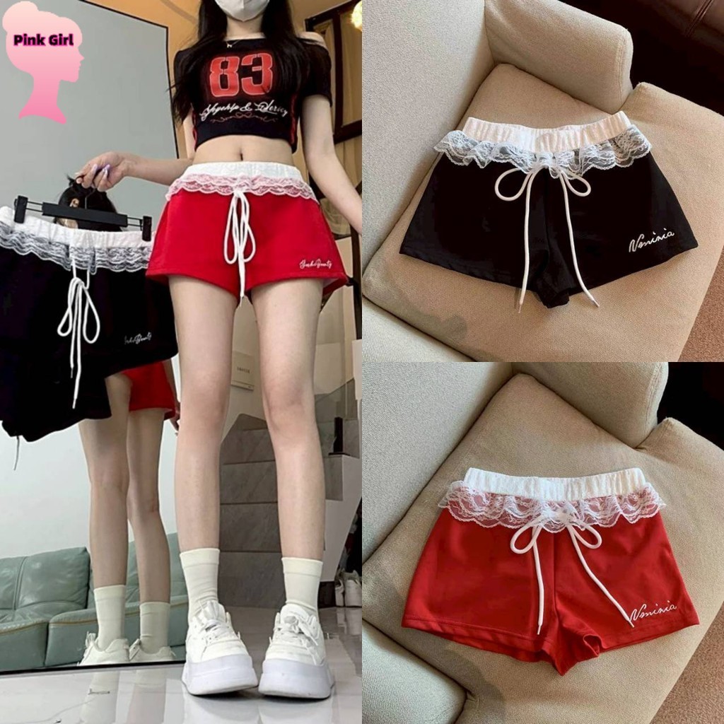 💋Pink girl💋​พร้อมส่ง กางเกงขาสั้น สีพื้น ใส่สบาย เอวกลาง ใส่ง่าย ' NZ60058
