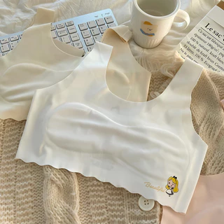 {ยกแพ็ค 4 ชิ้น 4 สี} เสื้อชั้นในเด็กผู้หญิง บราเสริมฟองน้ําเด็ก แบบสวม ฟองน้ําเย็บติด ยืดหยุ่นสูง สําหรับนักเรียนสาววัยรุ่น