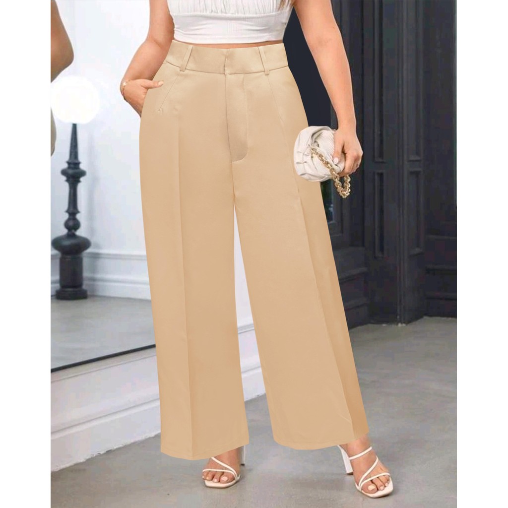 ขายาวสาวอวบเอวสูง เนื้อผ้าบาบี้ เอวสูงเก็บพุง กระเป๋า 2 ข้าง ซิปรูด ตะขอกันสนิมอย่างดี เอวยางยืด