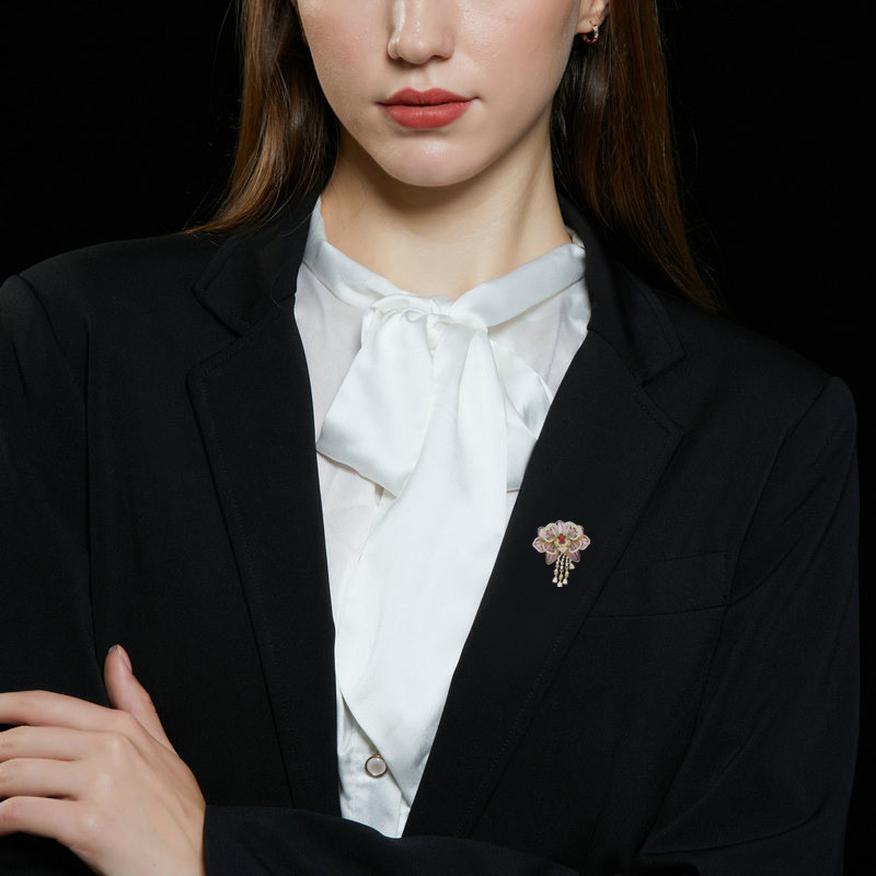 สไตล์จีน Elegant High-End Zircon น้ํามันหยด Peony ดอกไม้ Retro เข็มกลัดแฟชั่นเครื่องประดับ Niche Design Fringe Corsage - รูปที่ 2