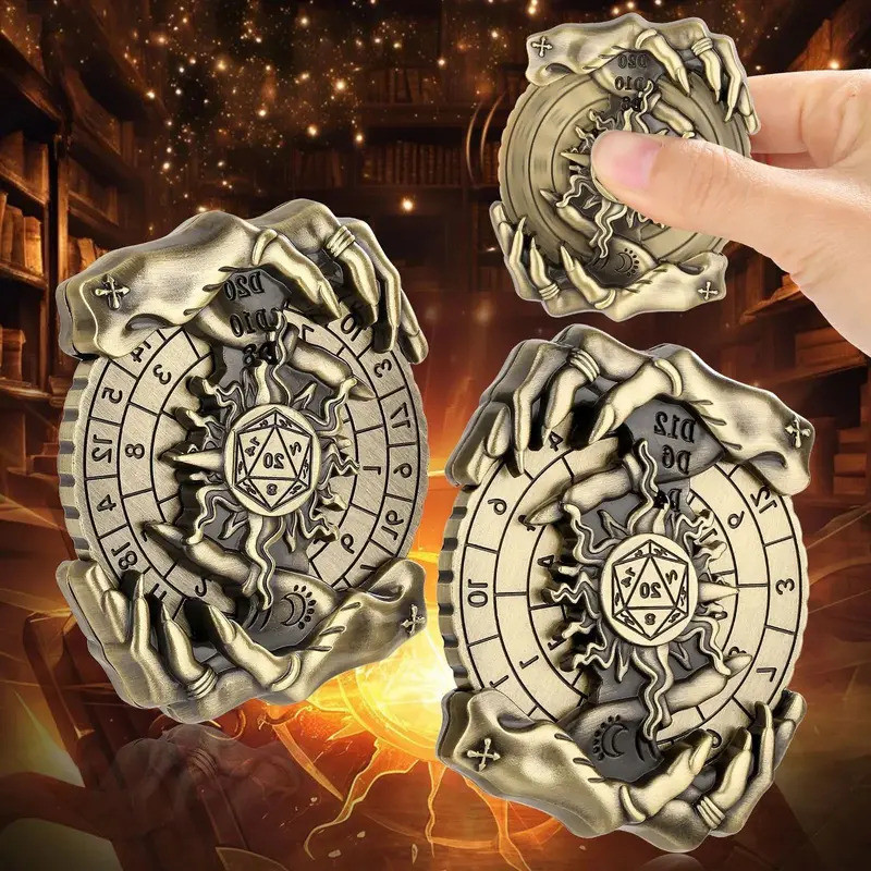 7 in 1 Roulette Dice Rotating Digital Compass DND Metal Dice for Dungeon & Dragons Role Playing Game