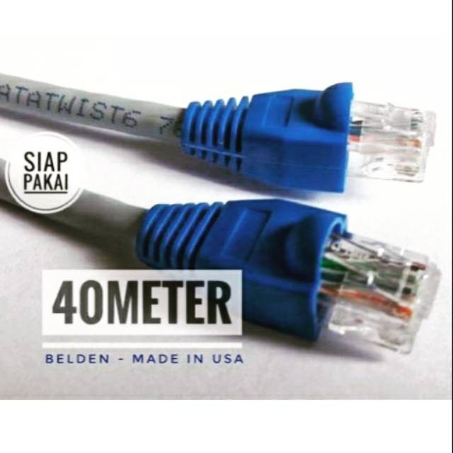 Belden 40 เมตร UTP Cat6 Lan Cable พร้อมใช้งานย้ําแล้ว rj45 Belden 7814A สีเทา