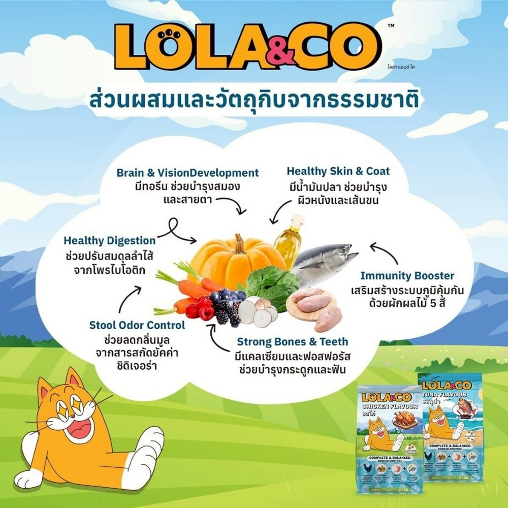 Lola&Co อาหารเม็ดแมวโลล่าแอนด์โค สำหรับแมวโตปราศจากผลพลอยได้อุดมด้วยผลไม้ 5 สี ดีต่อสุขภาพ ขนาด 7 kg - รูปที่ 3