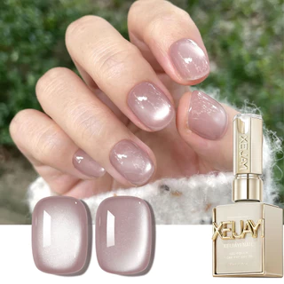 XEIJAYI 15มล--M135 น้ำยาทาเล็บสีชมพูอ่อนประกายแมว ติดทนนานและเงางาม เหมาะสำหรับร้านทำเล็บ