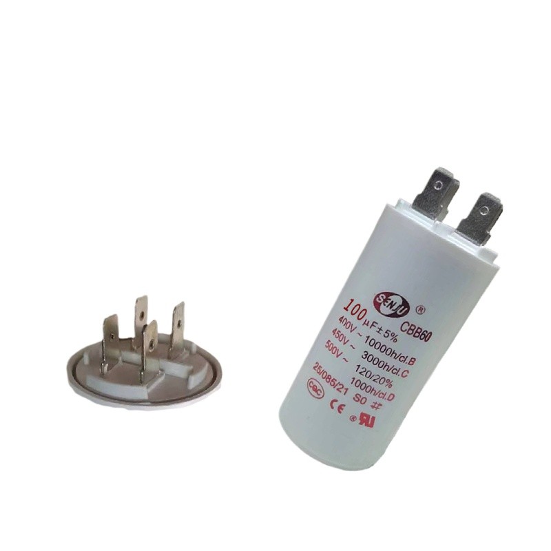CBB60 Pin Capacitor 450V100UF ปั๊มน้ํา Air Compressor Motor Starter Capacitor 4/2 ใส่ 100uf450v
