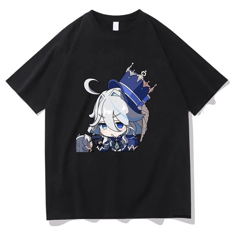 อะนิเมะ Genshin Impact Furina T เสื้อ Kawiai Tees Vintage เสื้อผ้าผู้หญิงและเด็กผู้หญิง tshirt