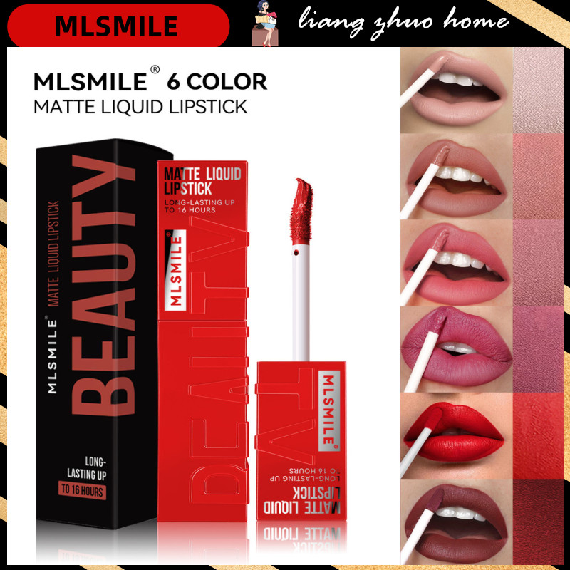 Mlsmile 1 ชิ้นชานมลิปกลอส 12 สี Matte Liquid ลิปสติกชุดแต่งหน้า Soft Lasting กันน้ําสตรอเบอร์รี่ Lip Glaze เครื่องสําอางเกาหลี