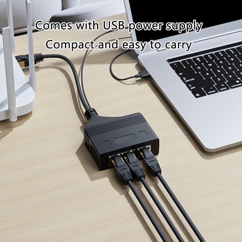 QUU Networking Splitter Ethernet Splitter พร้อมสายไฟ USB สําหรับชุดง่าย