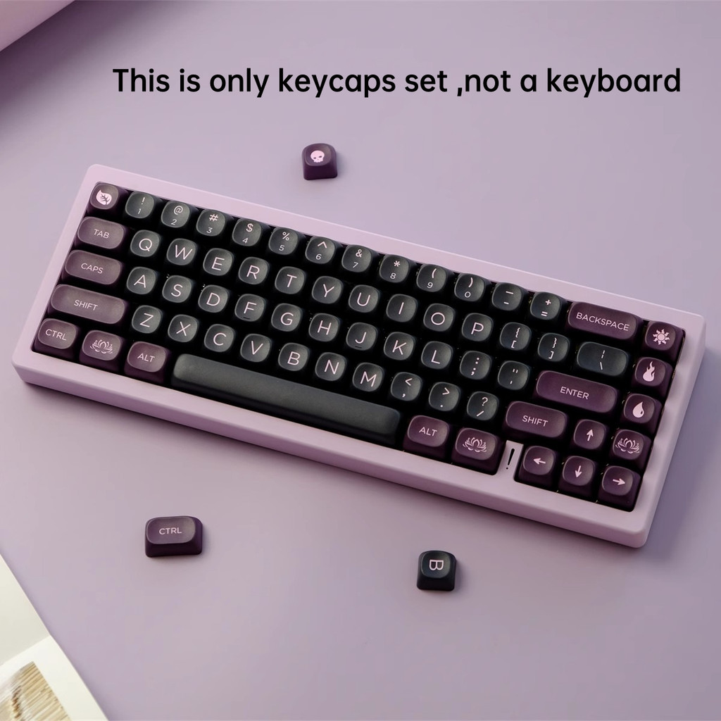 Pbt Keycap MOA Black Lotus Mechanical Keyboard 5 ด้าน Dye Sublimation Dark Purple Keycaps ปรับเป็น 61/64/67/68/71/75/78/82/84/87/96/98/100/104/108