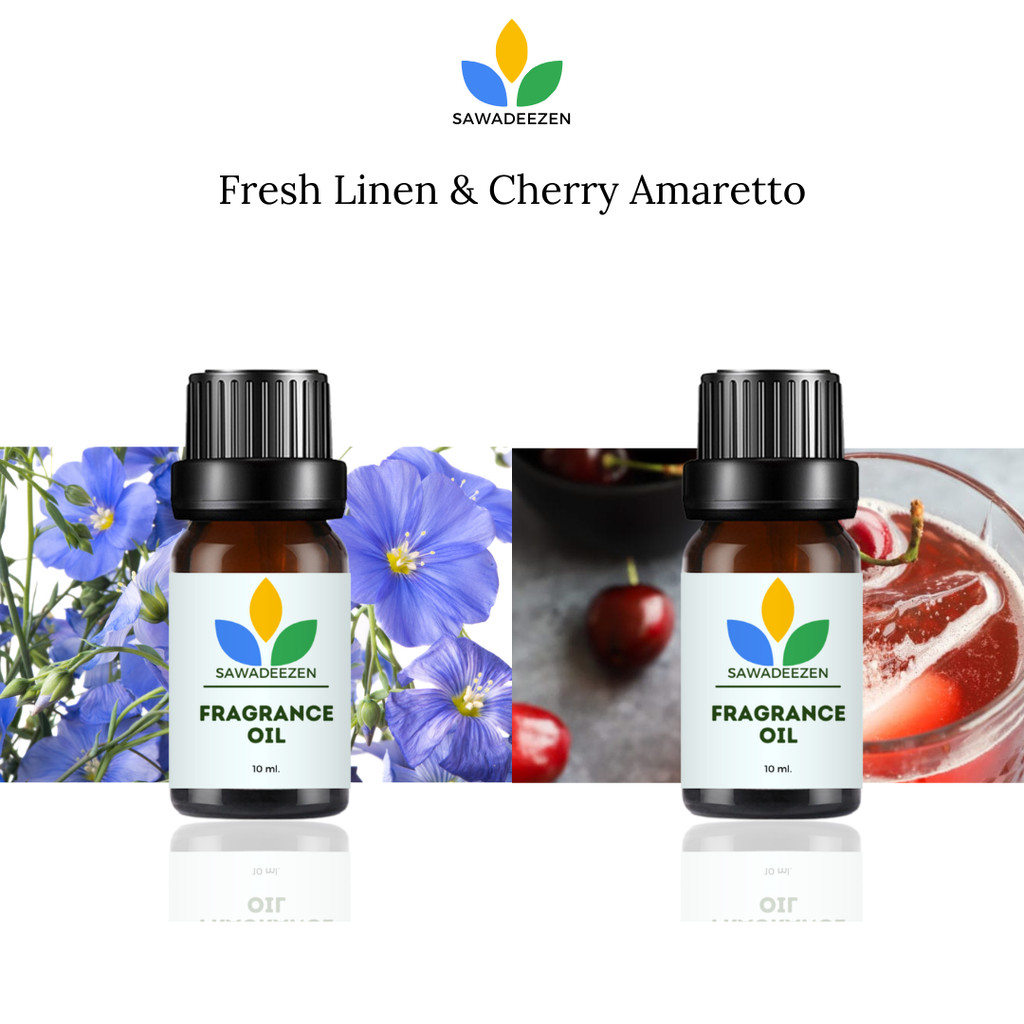 Fresh Linen & Cherry Amaretto Fragrance Oil 10 ml หัวน้ำหอม กลิ่น ดอกลินินสด & Cherry Amaretto