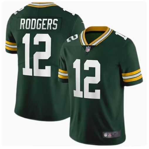Nfl Rugby Jersey Green Bay Packers Green Bay Packers Rugby Jersey No. เสื้อแข่ง Aaron Rodgers 12 ตัว
