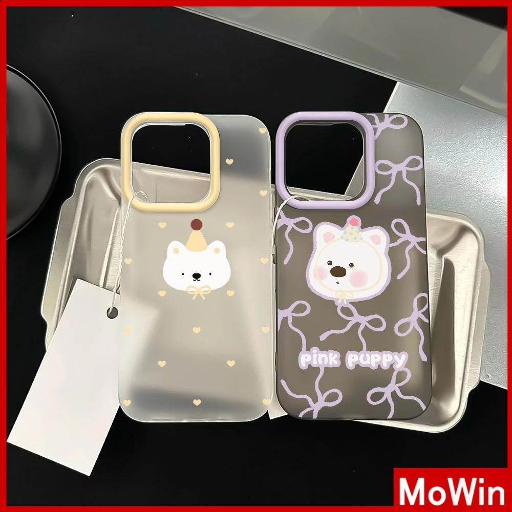 Movin - เคสใส iPhone16 11 Pro Max iPhone เคส TPU นิ่มป้องกันรอยนิ้วมือแบบด้าน วันเกิดลูกหมาสีขาวน่ารัก Compatible With iPhone15 Pro max iPhone14 13 12 Pro max XS XR 7 8 Plus