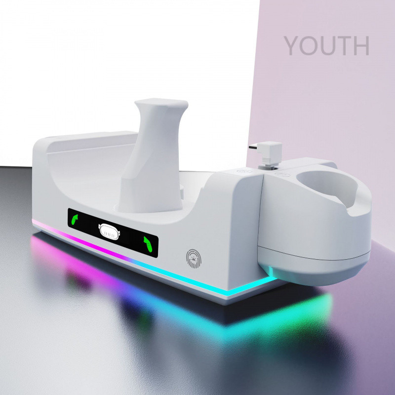 ใหม่ สําหรับ Meta Quest 3S/3 VR แว่นตาโฮสต์ฐานชาร์จ Quest 3 ฐานชาร์จติดผนังสากลพร้อมอุปกรณ์เสริมไฟ RGB
