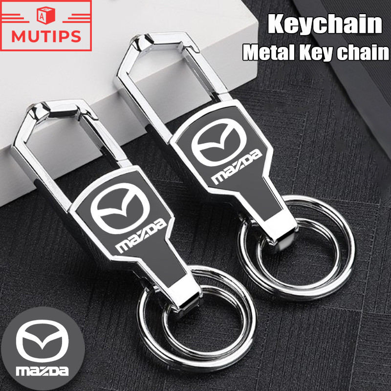 Mazda พวงกุญแจ พวงกุญแจรถแบบพกพา โลโก้เลเซอร์ keychain หัวเข็มขัดกุญแจโลหะ 2 3 CX5 CX30 CX8 CX3 Mazda2 6 5 CX9 BT50