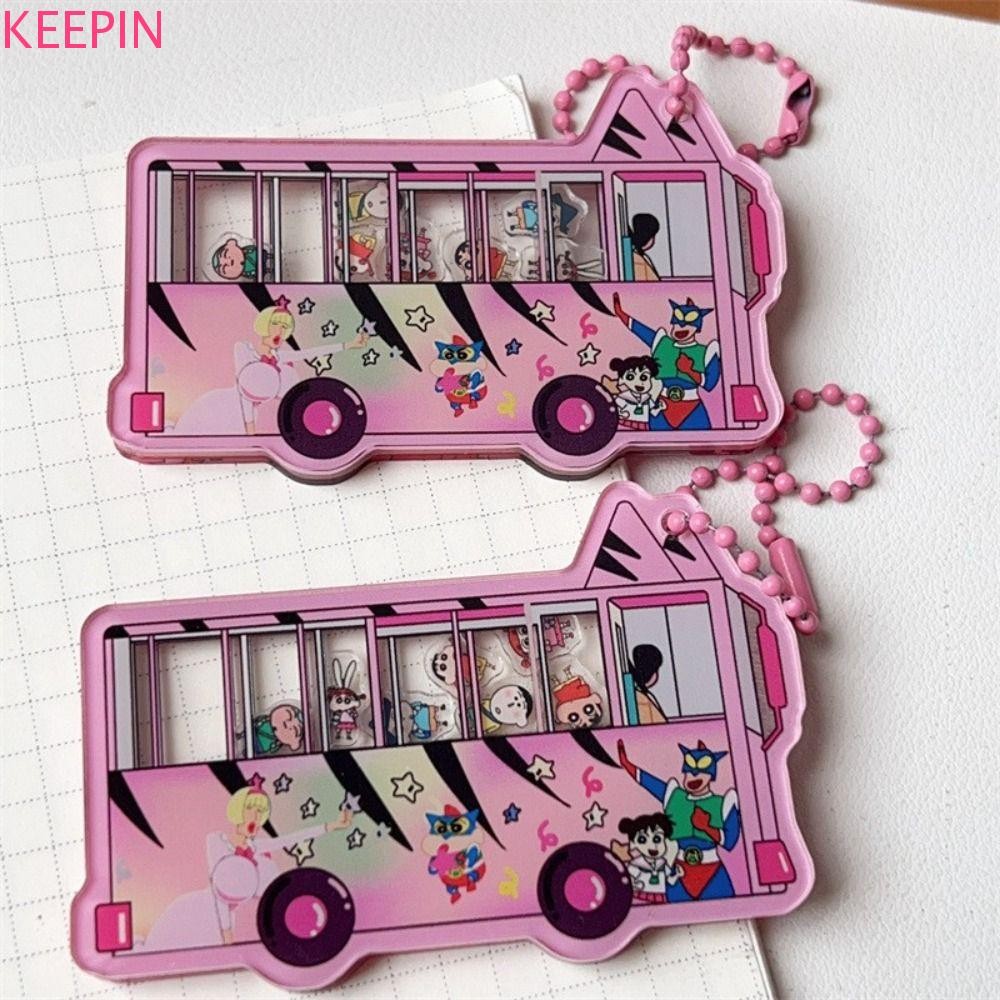 Keepin อะนิเมะ Crayon Shin-chan พวงกุญแจ, อะคริลิค Crayon Shin-chan Shin-chan Pink School Bus จี้, ตลก Shake Rocking Ins Crayon Shin-chan พวงกุญแจวันเกิดเด็กของขวัญ