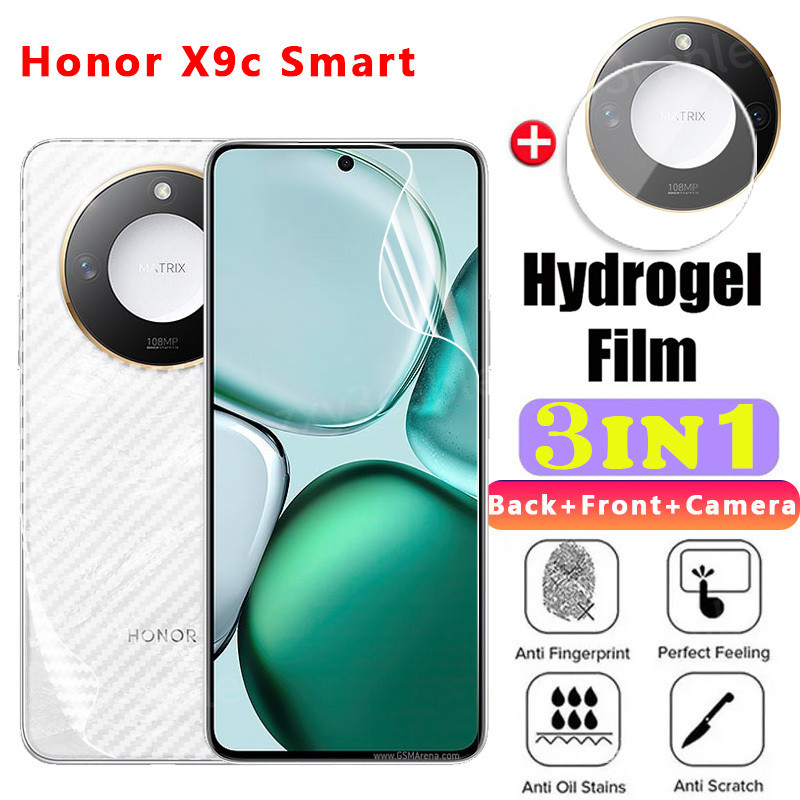 Honor X9C สมาร์ท X60 5G 2024 ฟิล์มไฮโดรเจล 3in1 ป้องกันหน้าจอนุ่มกล้องเลนส์ฝาครอบฟิล์มใสบน Honor X9CSmart X9 C สมาร์ท HonorX60 X 60 ฟิล์มป้องกันโทรศัพท์