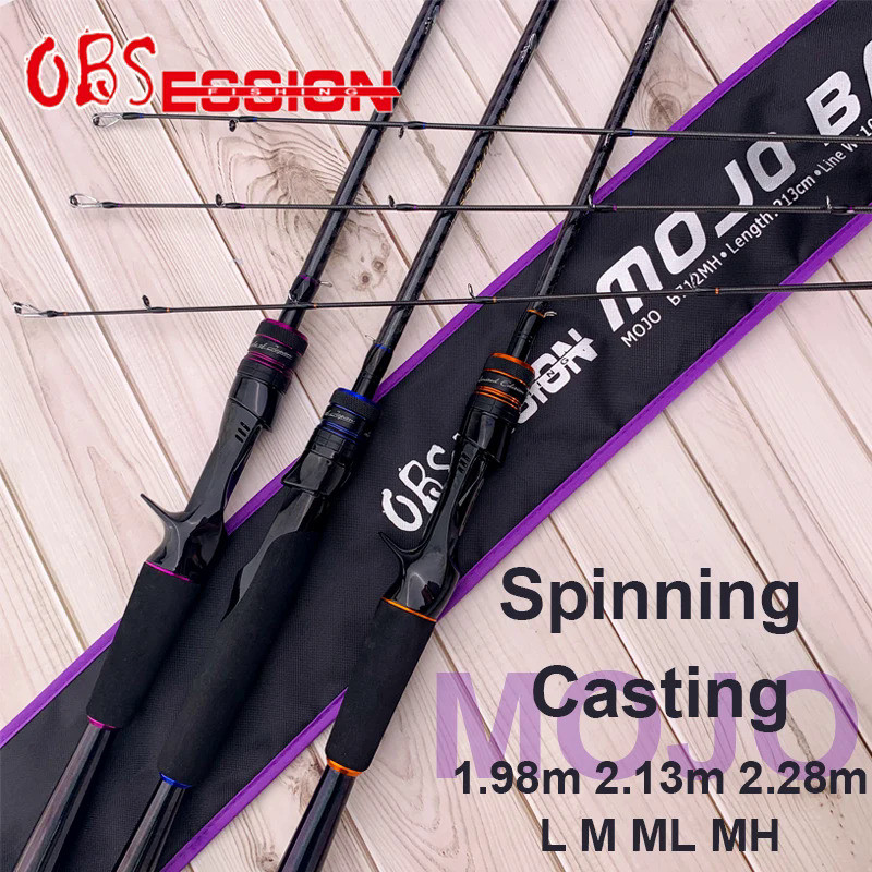 OBSESSION คาร์บอน 1.98m 2.13m 2.28m MOJO Spinning Casting Fishing Rod L M ML MH 2 ส่วน Ultra Light F