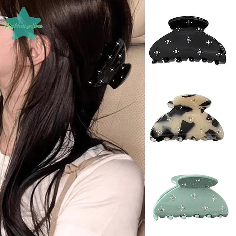 [BigHouseSea] Fasion Simple Shiny Zircon Hair Claw สําหรับผู้หญิงภาษาฝรั่งเศสคําผมหางม้าขนาดเล็กอารมณ์หรูหรา All-match เครื่องประดับผมใหม่