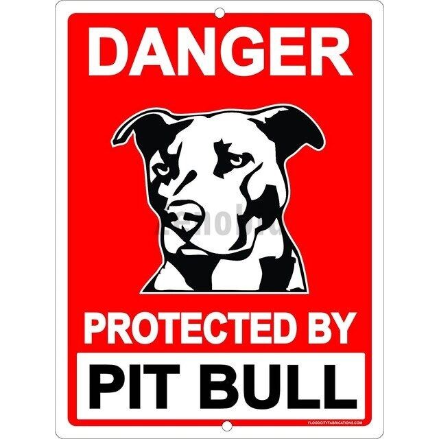 คําเตือนป้องกัน Pit Bull Pitbull สุนัขระวัง Vintage โลหะดีบุกป้าย Guard Plaque Retro Shabby ตกแต่งบ้