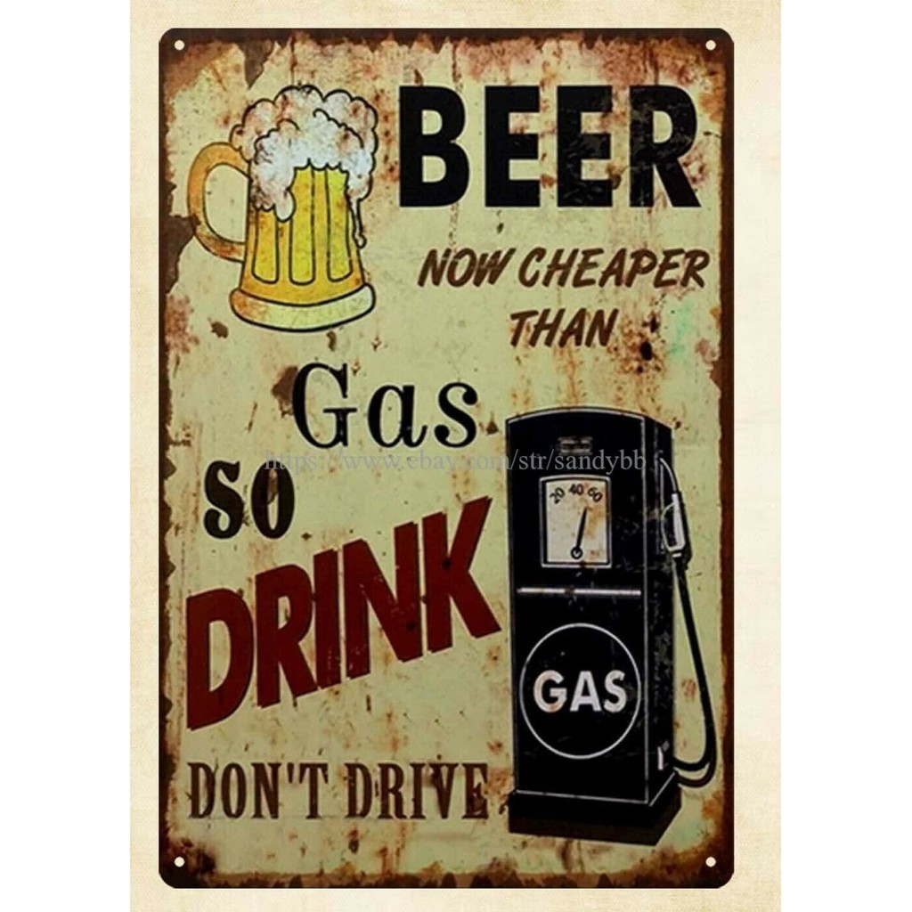 Best wall decor Beer Now ถูกกว่ากว่าแก๊ส So Drink Dont Drive ป้ายดีบุกโลหะ โลหะคลาสสิก