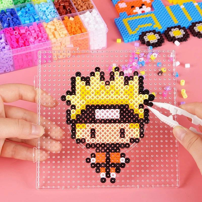 Perler Beads Kit 5mm Kit Hama Beads Creative 3D Puzzle Full Set with All Accessories Ironing Handmad