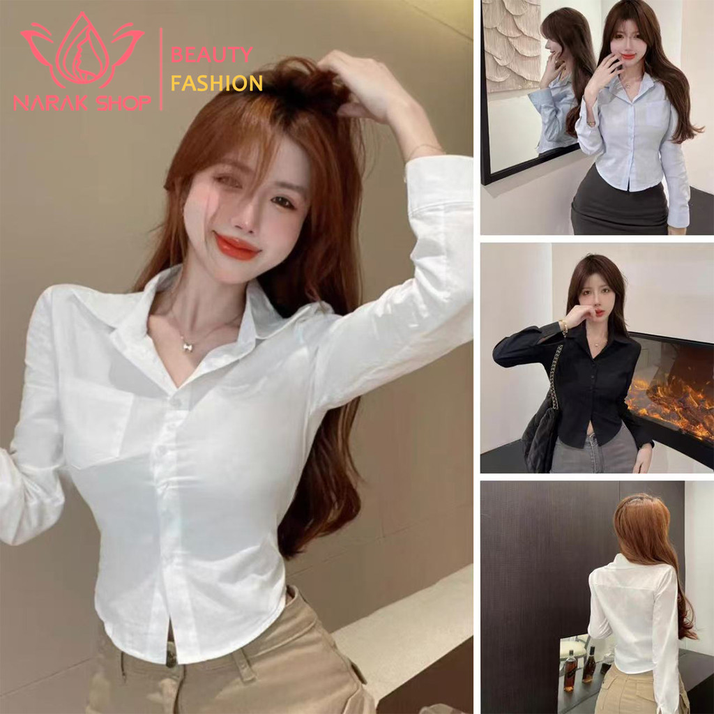 เสื้อเชิ้ตสีขาว สไตล์น้อยคน ดีไซน์เข้ารูป เหมาะสำหรับฤดูร้อน