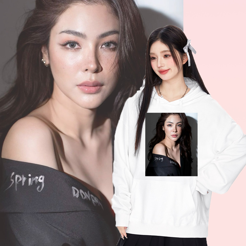 🤟ผ้าฝ้าย Hoodie✨ Faye Malisorn เสื้อฮู้ดผ้าฝ้าย สวมใส่ได้ทุกเพศ สวมใส่สบาย ไม่หดตัวหรือยับย่น Faye Y