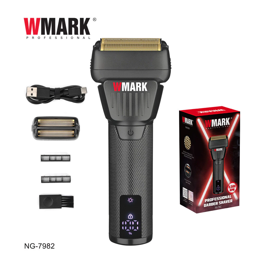 Wmark ใหม่สแตนเลสกัดไทเทเนียมชุบสองใบมีดตาข่ายมีดโกนมีดโกนผู้ชายไฟฟ้า ของ-7982