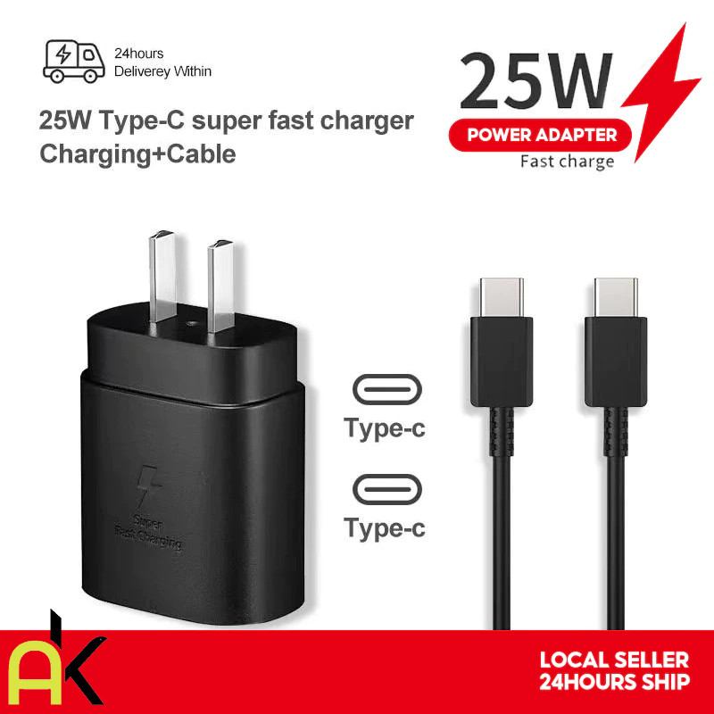 AK ชาร์จเร็วสุด ชุดชาร์จ 25W หัวชาร์จเร็วซัมซุงของ typeC to TYPE-C cable รองรับรุ่น S20-S24/A71/A13