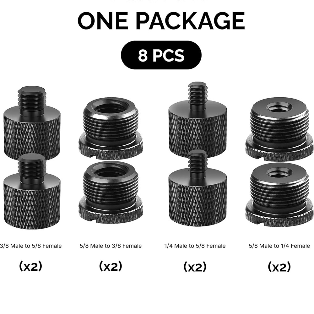 ชุด 8 5/8 ถึง 3/8 Adaptor Nuts 1/4 ถึง 5/8 Adaptor Screws ไมโครโฟน Mic Holder Clip Connector Stand Accessory