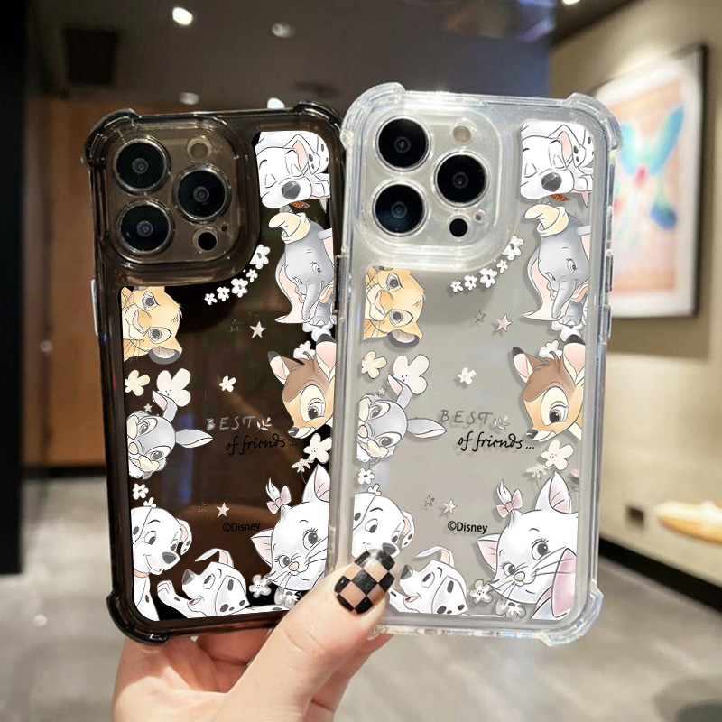 เคสโทรศัพท์โปร่งใสป้องกันการตกและทนทาน for iPhone11 12 13 14 15 16 Pro Max XR XS X 7/8Pสัตว์ดิสนีย์