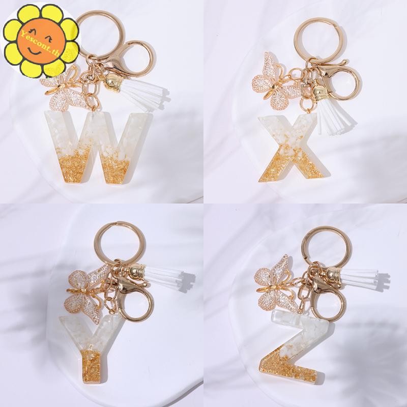 YESCONT A ถึง Z พวงกุญแจตัวอักษร 26 เริ่มต้นตัวอักษรสีขาว sels พวงกุญแจกระเป๋าแฟชั่นเครื่องประดับรถ Trinket ของขวัญ TH - รูปที่ 4