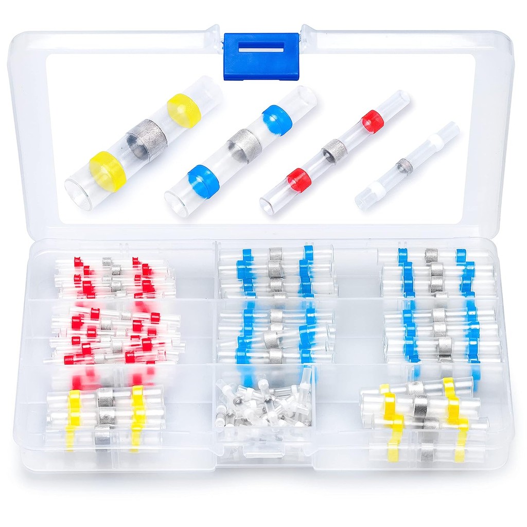 50/100/150/200/300PCS/กล่องสีฟ้าสีSolder Seal Wire Connectorsชุด 16-10AWG 0.25-6mm2 ความร้อนหดก้นกัน