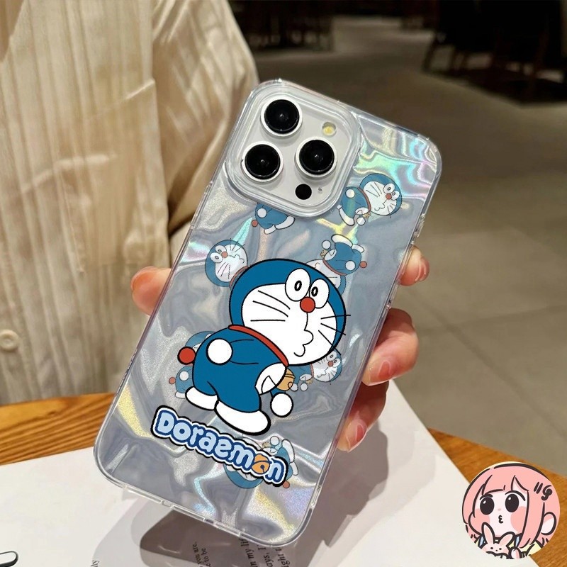 เคสลายการ์ตูนโดเรม่อน เข้ากันได้สำหรับ IPhone 11 13 15 16 12 14 Pro Max 16 7 15 8 Plus XR X XS Max SE 2020คลื่นน้ำปิดบัง