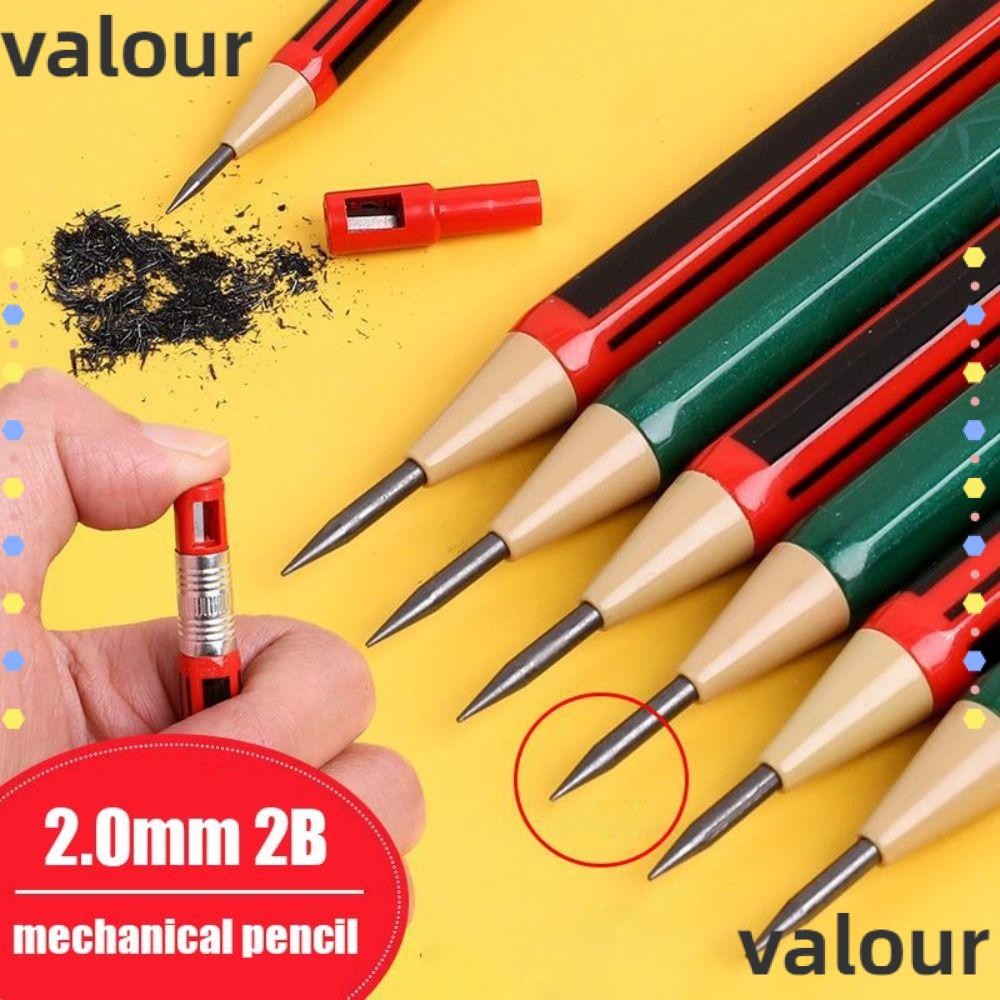 ดินสอกด VALOUR แบบกด มาพร้อมกบเหลาดินสออัตโนมัติ เครื่องเขียนเรียบง่าย 2.0MM 2B Sketch Drawing Writing Tool ดินสอ Propelling Sketch Comics Design