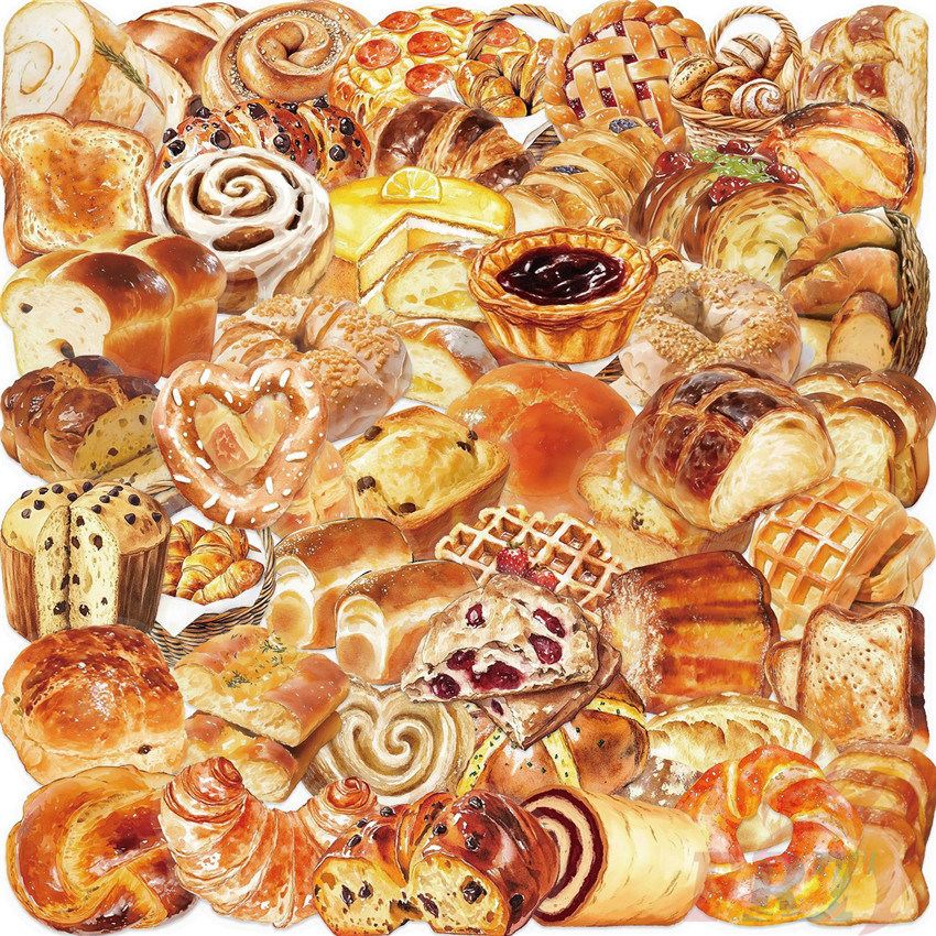 ❉ 3D Delicious Toast Bread Series 01 สติ๊กเกอร์ PET ❉ 50 ชิ้น/เซ็ต DIY แฟชั่นสติ๊กเกอร์กันน้ํา Doodle สติ๊กเกอร์