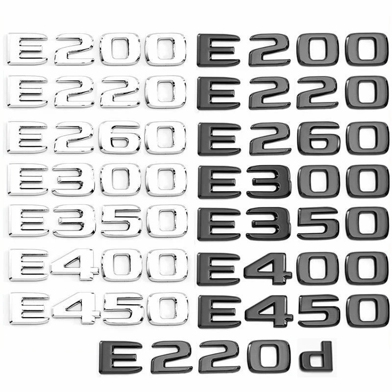3D ABS Car Tail Rear Trunk Letters Emblem Badge Sticker For Mercedes Benz E Class E200 E220 E250 E30