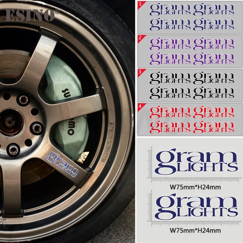 4 x Car Styling Car Wheel Rim Decorative Sticker Series Car Accessories Decal for Rays Gram Lights 5