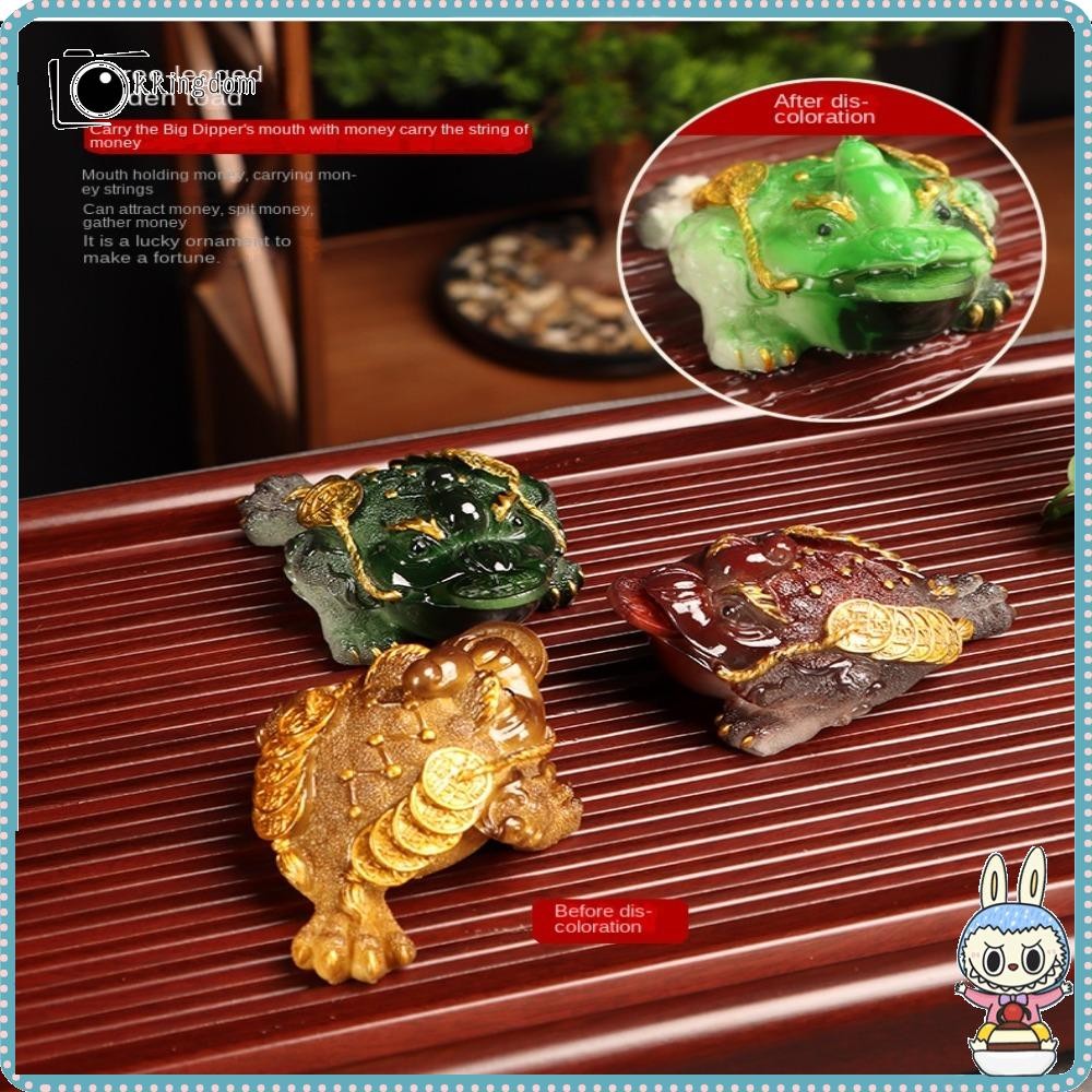 Kkingdom Golden Toad Gold Red Lucky Water Tea Pet, Creative Resin Green Tea Tray เครื่องประดับชา