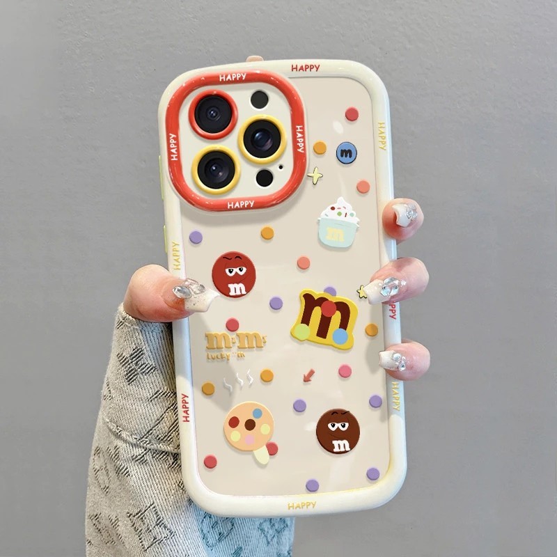 ใช้งานร่วมกับสําหรับ iPhone 16 15 14 13 12 11 Pro MAX X XR XS MAX 7 8 Plus 3D M-Bean Candy เคสโทรศัพท์ฝาครอบนุ่ม - รูปที่ 4