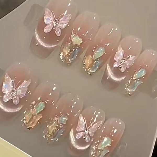 เล็บปลอมยาว เล็บปลอม เพียวหีหีเล็บมือทำเล็บทำเล็บเล็บส่องไฟเป็นที่นิยมในฤดูใบไม้ผลิและฤดูร้อน