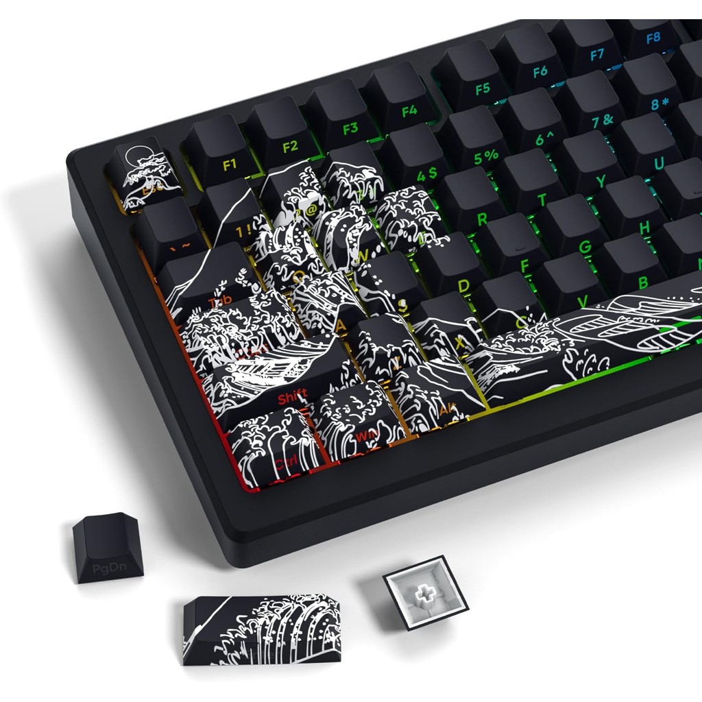 XVX Shine Through Keycaps - PBT Dye Sub Keycap ชุด, ปุ่มกดพิมพ์ด้านข้าง, 131 คีย์ Cherry Profile Cus