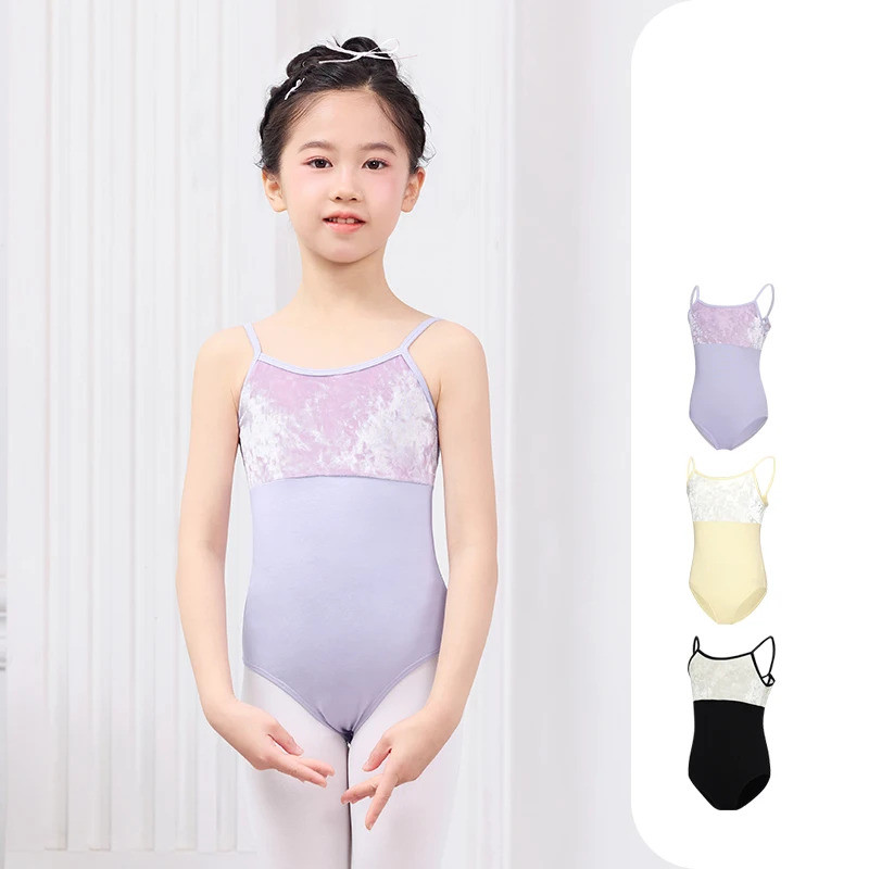 สาววัยรุ่นบัลเล่ต์ Leotards สี Splicing Dance ชุดบอดี้สูทยิมนาสติก Leotards ซับในเด็กเด็กบัลเล่ต์เต้นรํา Camisole