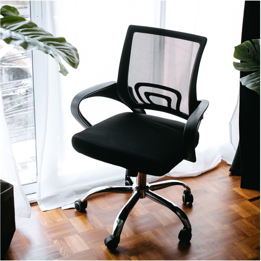 นั่งดีมาก 🔥ถูกสุด พร้อมส่ง🔥เก้าอี้สำนักงาน ขาเหล็ก พนักพิงกลางหลัง ผ้าตาข่าย เก้าอี้ออฟฟิศ รับน้ำหนั