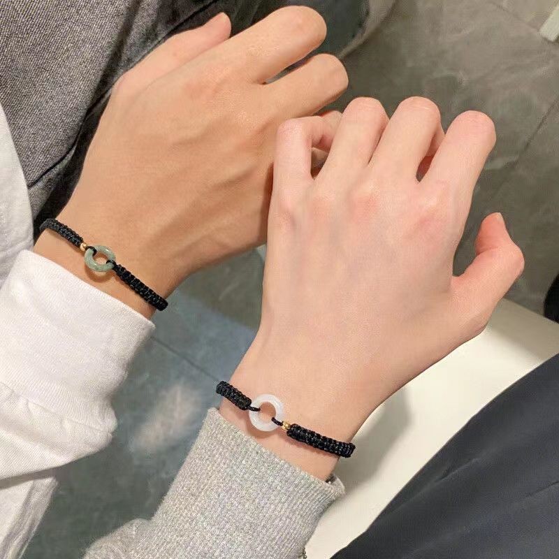 แฟชั่นความปลอดภัยหัวเข็มขัดสร้อยข้อมือคู่สําหรับผู้ชายและผู้หญิงประณีตแก้วทอสร้อยข้อมือ520ของขวัญสําหรับแฟน